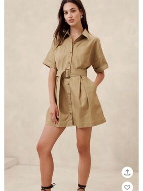Banana Republic Khaki Beige Shirt Dress